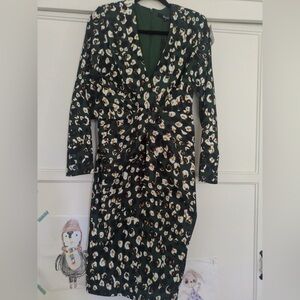 Badgley Mischka Green Leopard Print Dress SZ 2
